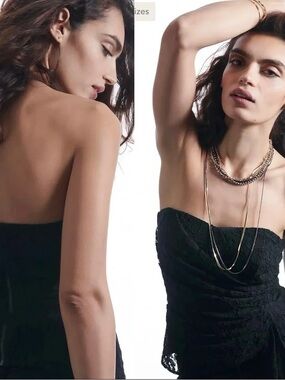 NWT $120 Anthropologie x Mare Mare Black Corseted Lace Adjustable Hem Tube Top M